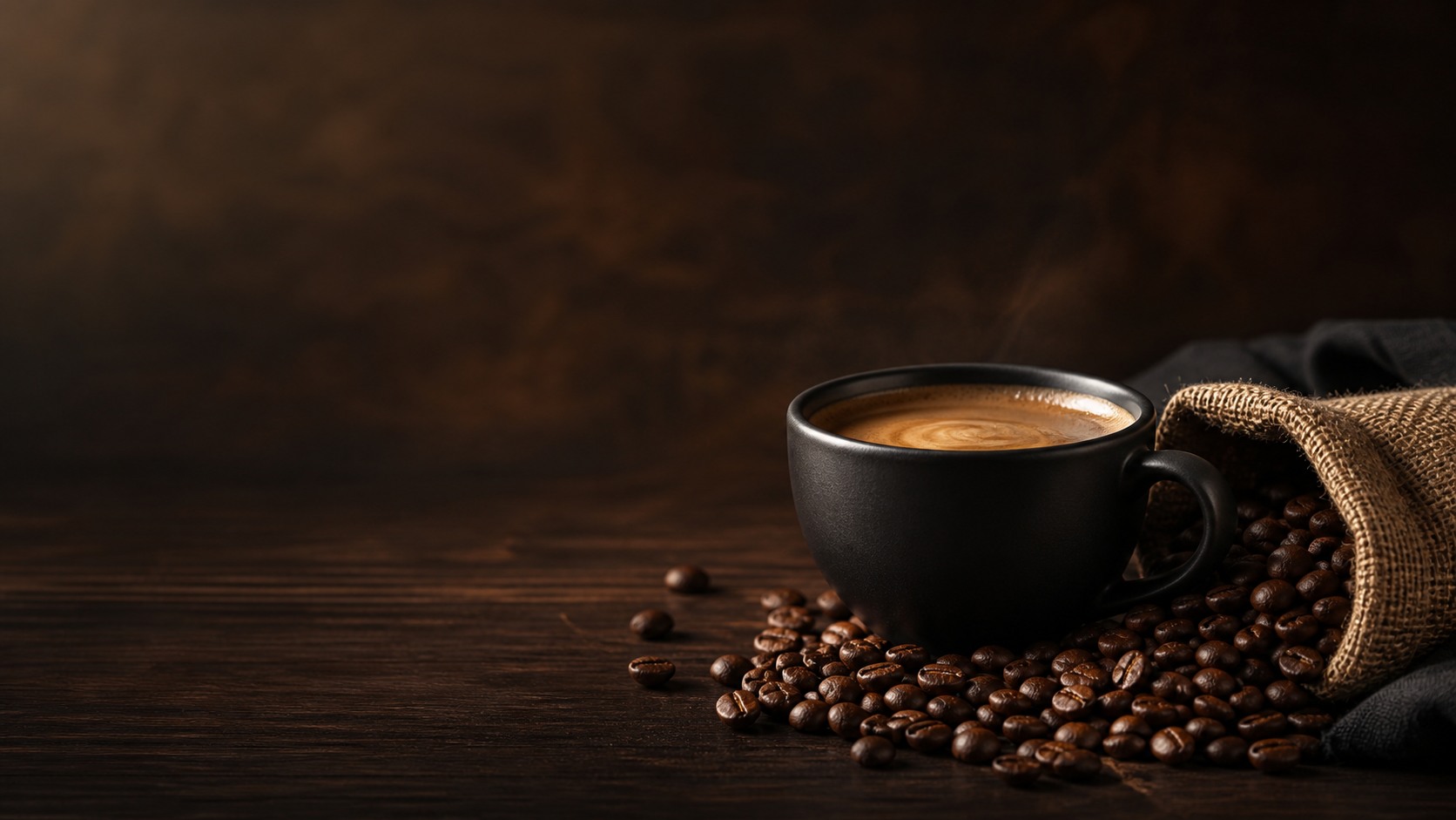 Roasted coffee beans in warm low light